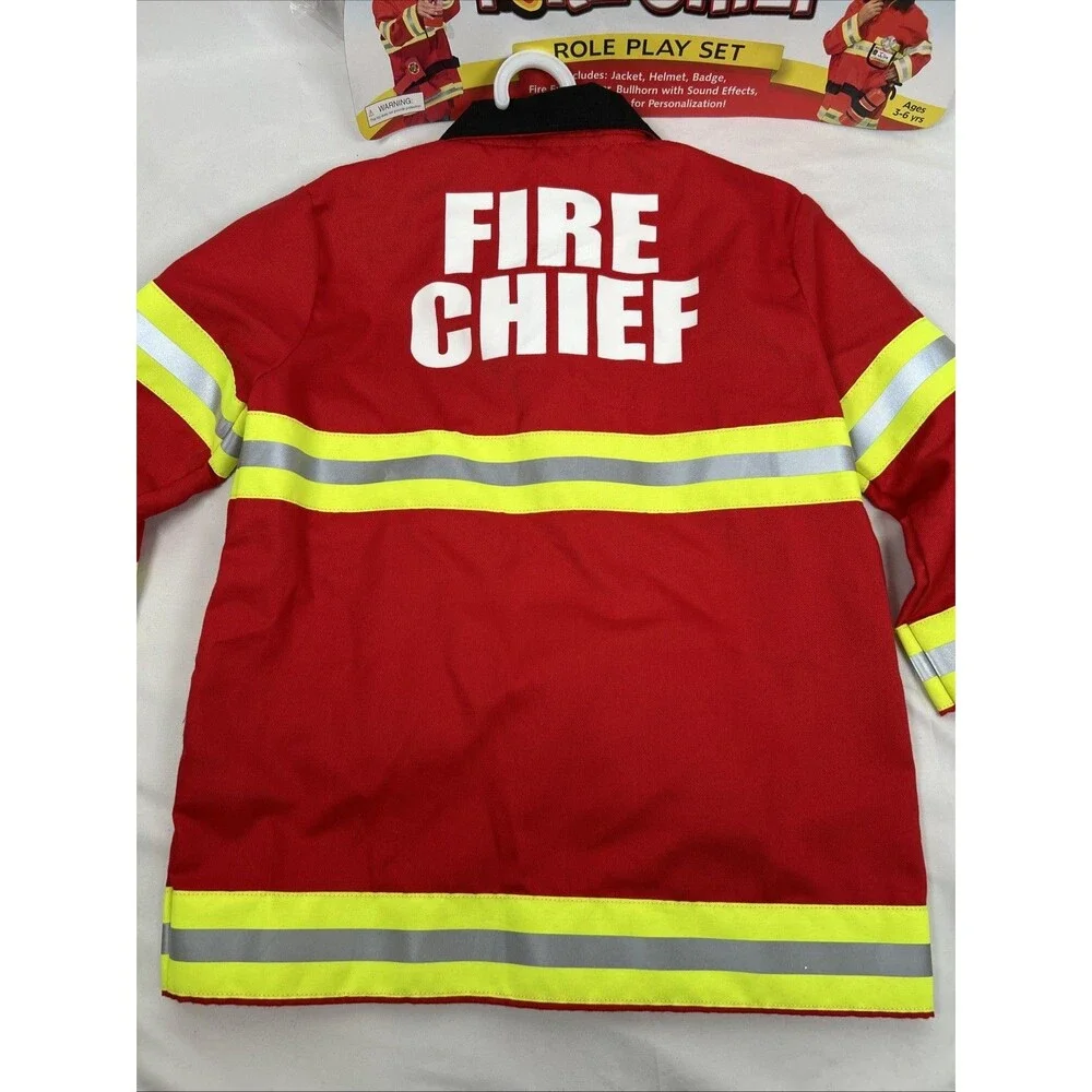 Melissa & Doug Fire Fighter Chief Fireman Costume Extinguisher Bullhorn Working